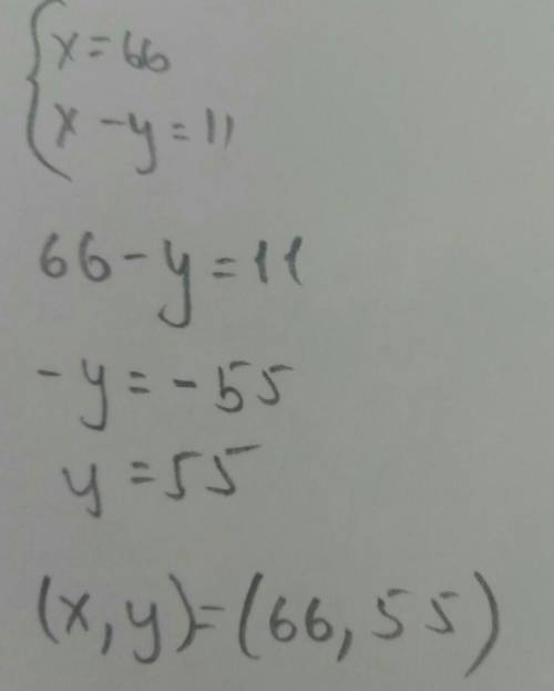 Реши систему: {x=66x−y=11