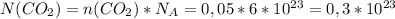 N(CO_2) = n(CO_2)*N_A = 0,05*6*10^{23}=0,3*10^{23}