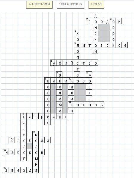 Составить кроссворд (не менее 10 во НА ТЕМУ СОПЕРНИКИ МОСКВЫ 6 КЛАСС