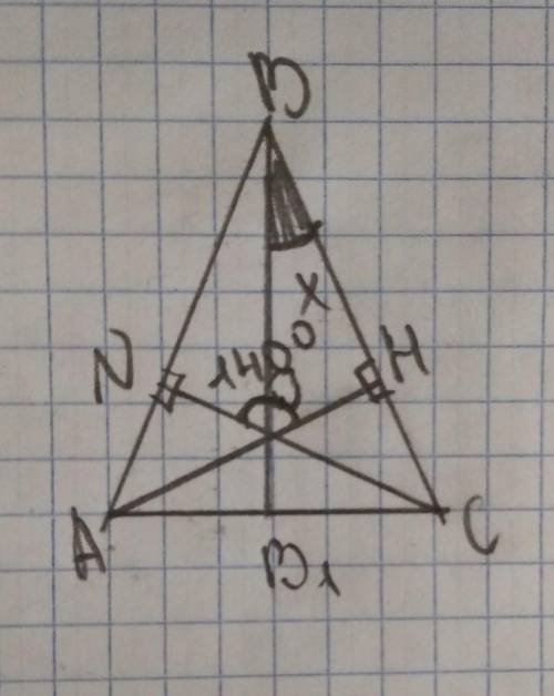 В равнобедренном треугольнике АВС с основанием АС проведены высоты АH и СN, которые пересекаются в т