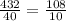 \frac{432}{40} = \frac{108}{10}