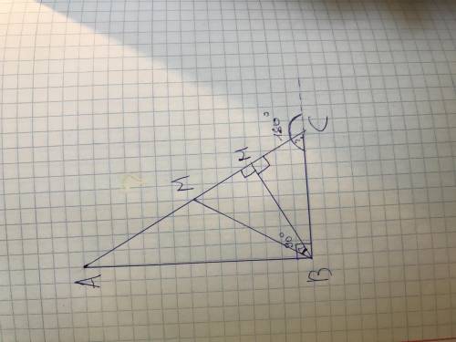 В прямоугольном треугольнике АВС с прямым углом В угол С = 180 Найти угол между медианой ВМ и высото