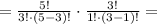 = \frac{5!}{3!\cdot (5-3)!} \cdot \frac{3!}{1!\cdot (3-1)!} =