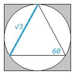 В квадрат вписана окружность, в которую вписан правильный треугольник с периметром, равным 3√3см. На