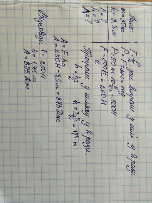 Вантаж масою 50 кг рівномірно піднімають Яку силу треба прикласти до вільного кінця каната На яку ви