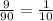 \frac{9}{90} = \frac{1}{10}