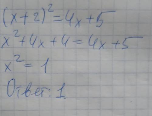 Розв'яжіть рівняння (x+2)^2=4x+5