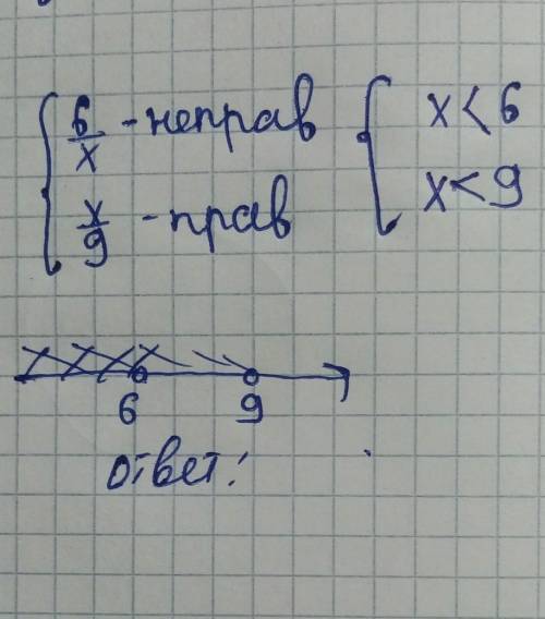 При каких значениях х дробь х/9 правильная а дробь 6/х неправильная​