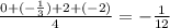 \frac{0 + (-\frac13) + 2 + (-2)}{4} = -\frac{1}{12}