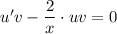 u'v-\dfrac{2}{x}\cdot uv=0