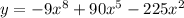 y = - 9x {}^{8 } + 90x {}^{5} - 225x {}^{2}