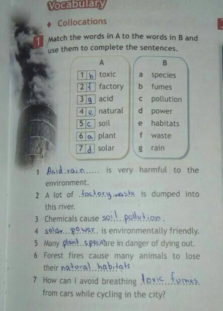 Match the words in A to the words in B and use them to complete the sentences.​