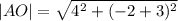 |AO|=\sqrt{4^2+(-2+3)^2}