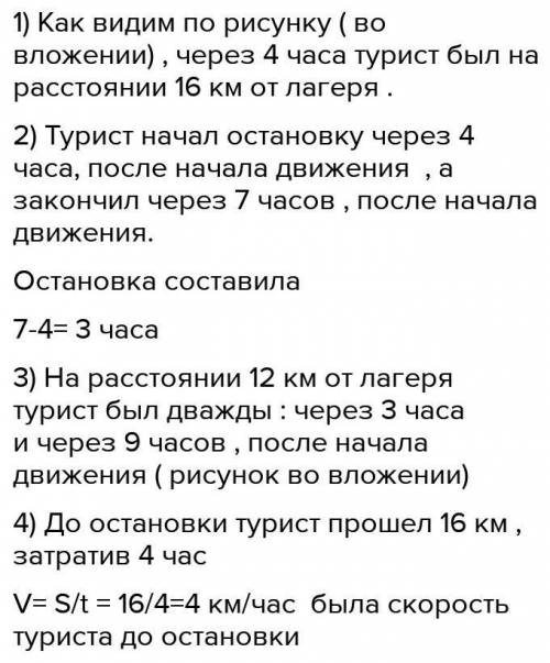 Турист вышел из базового лагеря и через некоторое время вернулся назад. На рисунке 10 изображён граф