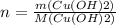 n= \frac{m(Cu(OH)2)}{M(Cu(OH)2)}