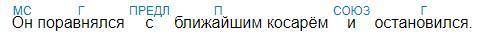 Он поравнялся с ближайшим косарём и остановился Синтаксический разбор