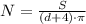 N=\frac S{(d+4)\cdot\pi}