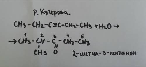 Из какого алкина можно получить 2-метил-3-пентанон?