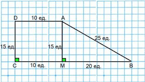 В прямоугольной трапеции abcd ad параллельно bc cd=15 ab=25 периметр=80 найдите площадь трапеции