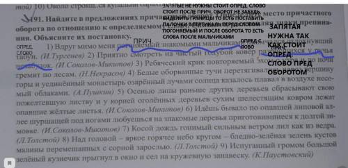 Найдите в предложениях причастные обороты определите место причастного оборота по отношению к опреде