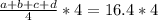 \frac{a+b+c+d}{4} * 4 = 16.4 * 4