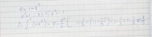 ОЧЕНЬ НАДО вычислить площади фигур, ограниченных линиями параболой у = 1-х ^ 2 и осью ОХ