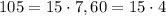 105=15\cdot7, 60=15\cdot4