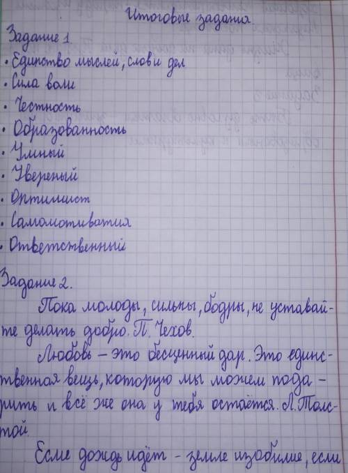 ИТОГОВЫЕ ЗАДАНИЯЗадание 1. Выберите качества истинных лидероя человечества и самостоятельно дополнит