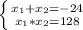 \left \{ {{x_{1}+x_{2}= -24} \atop {x_{1}*x_{2}= 128}} \right.