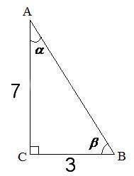 Построй прямоугольный треугольник со сторонами 3см и 7см прилегающими к прямому углу измерь два друг