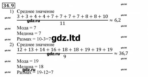 Найдите размах совокупности данных 3, 3, 4, 4, 7, 7, 7, 7, 8, 8, 10