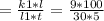 = \frac{k1*l}{l1*t} = \frac{9*100}{30*5}