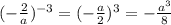 (-\frac{2}{a})^{-3} = (-\frac{a}{2})^3 = -\frac{a^3}{8}