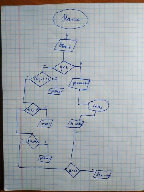 3. Составить алгоритм, который анализирует данные о возрасте и относит человека к одной из четырех г