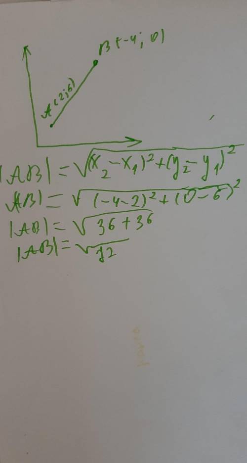 Составьте общее уравнение прямой проходящей через точки А(2;6) и В(-4;0).