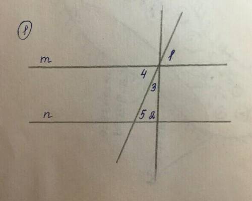 1. Прямые m и n параллельны, угол 1 равен 36 градусов, угол 2 - 104 градуса. Укажите, чему равен уго