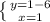 \left \{ {{y=1-6} \atop {x=1}} \right.