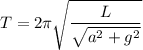 T=2\pi \sqrt{\dfrac{L}{\sqrt{a^{2}+g^{2} }} }