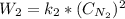 W_2=k_2*(C_{N_2})^2