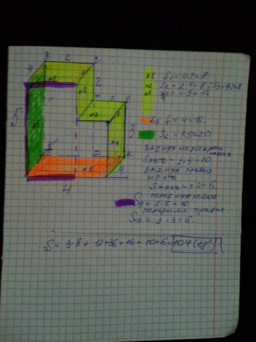 вычислите площадь по формуле. 2(ас+ав+вс)