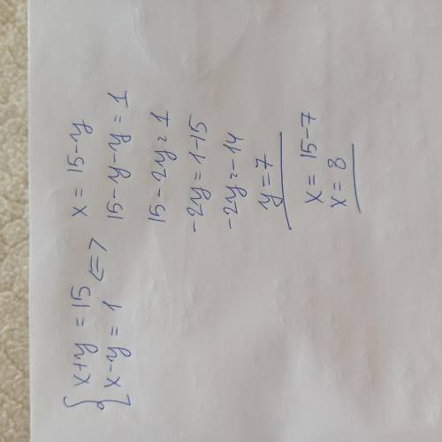 Сумма двух чисел равна 15 а разность 1 найдите каждый из этих чисел