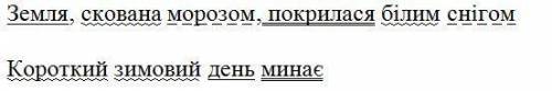 Розібрати синтаксично: 1. Земля, скована морозом, покрилася білим снігом; 2. Короткий зимовий день м