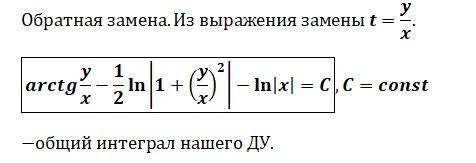 Общее решение дифференциального уравнения y'=(x+y)/(x-y)​