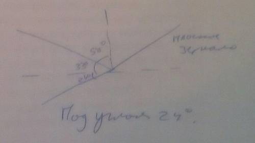 Лучи от солнца падают под углом 33° к поверхности воды. Определите угол отражения лучей. Как нужно р