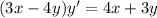 (3x - 4y)y' = 4x + 3y