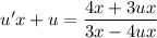 u'x + u = \dfrac{4x + 3ux}{3x - 4ux}