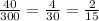 \frac{40}{300} = \frac{4}{30} = \frac{2}{15}