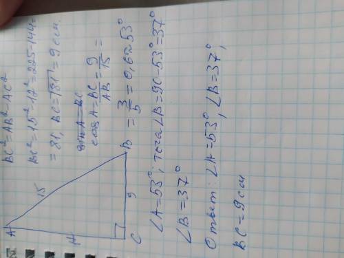 Розв’яжіть трикутник ABC, у якого C=90°, AC=7 см, BC=24 см (кути трикутника знайдіть з точністю до г