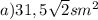 a) 31,5\sqrt{2} sm^{2}