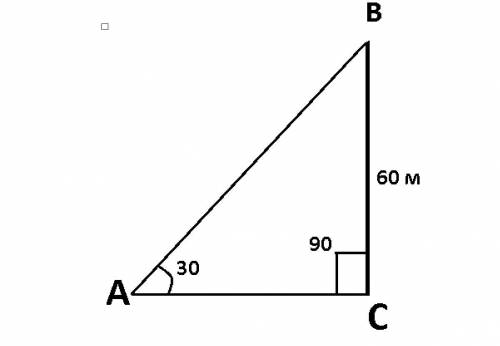 Башня высотой 60 м видна из некоторой точки на местности под углом 30 градусов. Расстояние от этой т